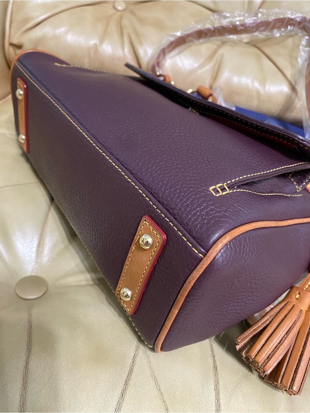 Dooney & Bourke GRAPE Pocket Satchel Pebbled Leather w/Wristlet Wallet - Picture 9 of 15